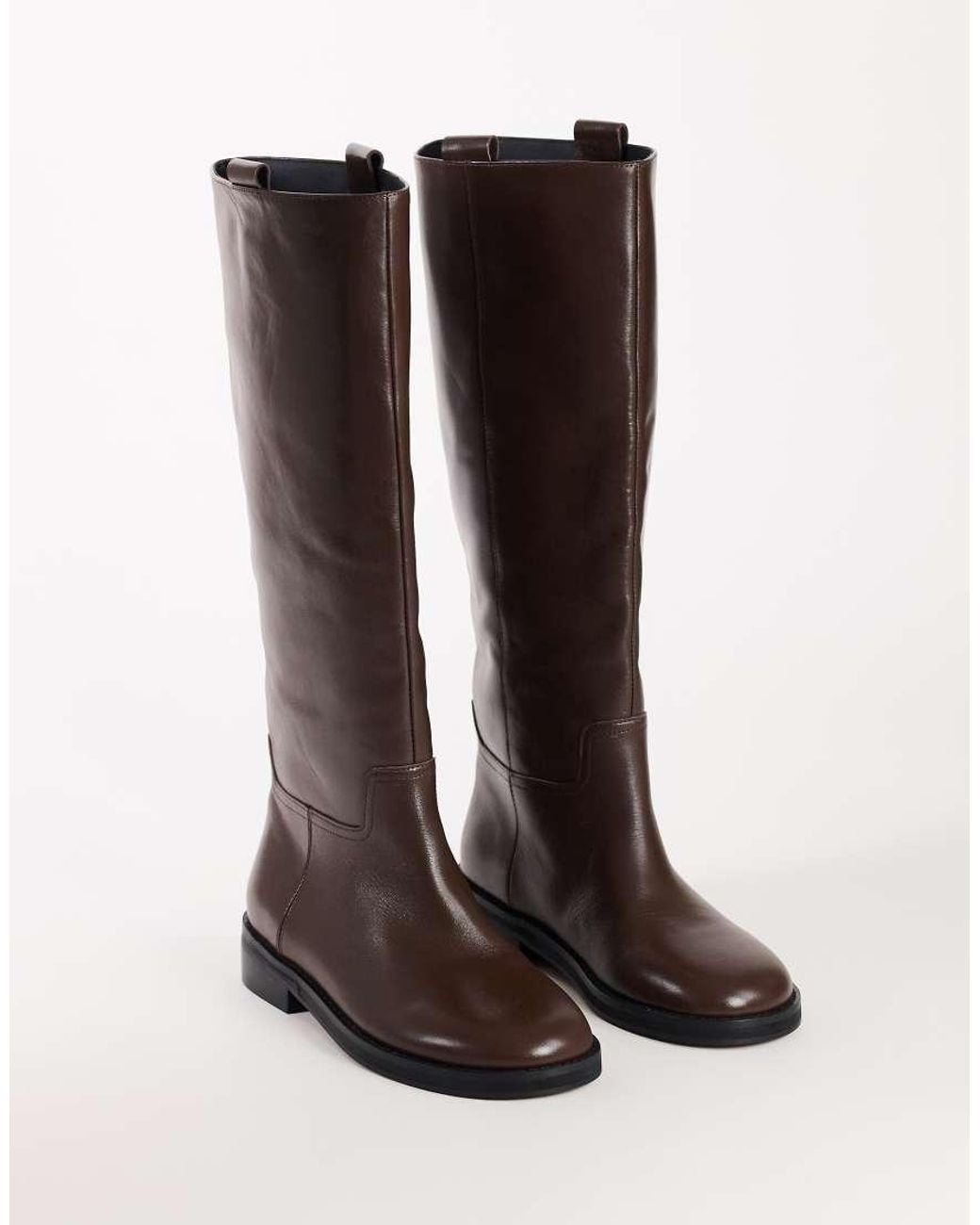TOPSHOP Brown Penelope Real Leather Riding Boot