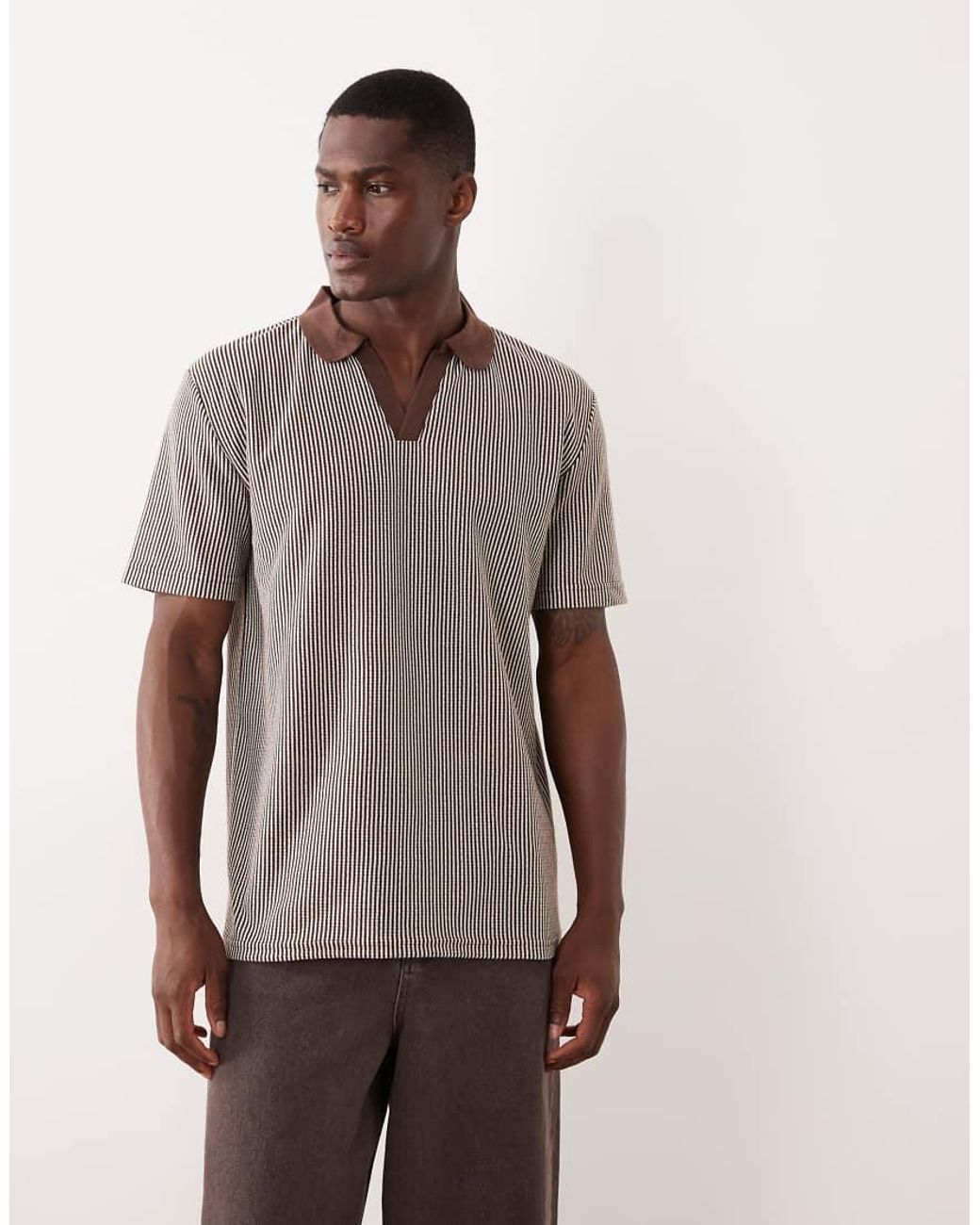 Brave Soul Brown Short Sleeve Polo Top for men