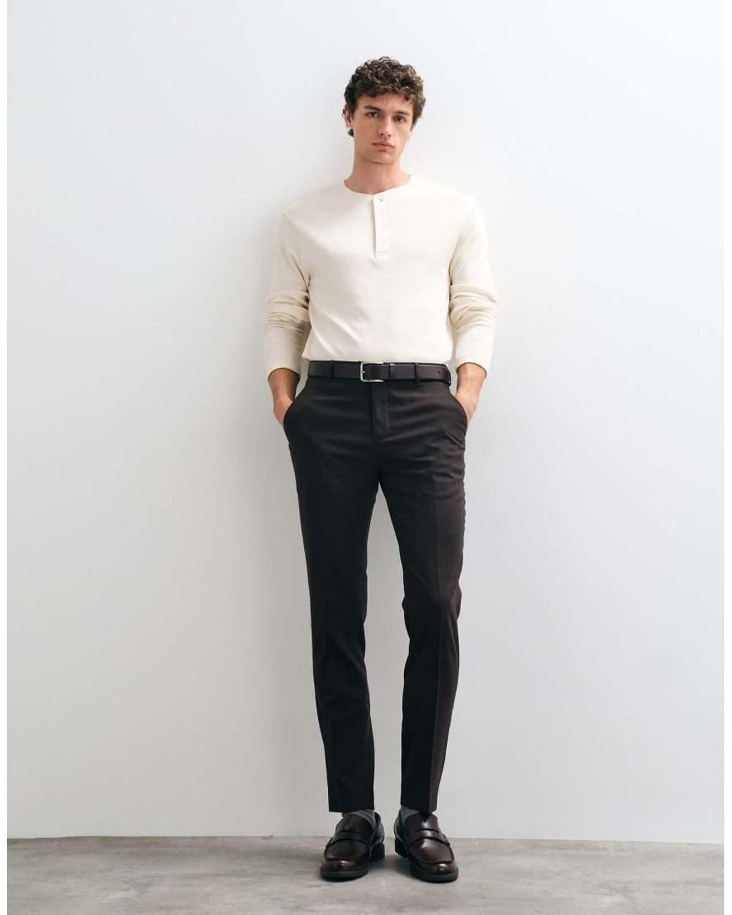 SELECTED White Set Slim Fit Wool Blend Pants for men