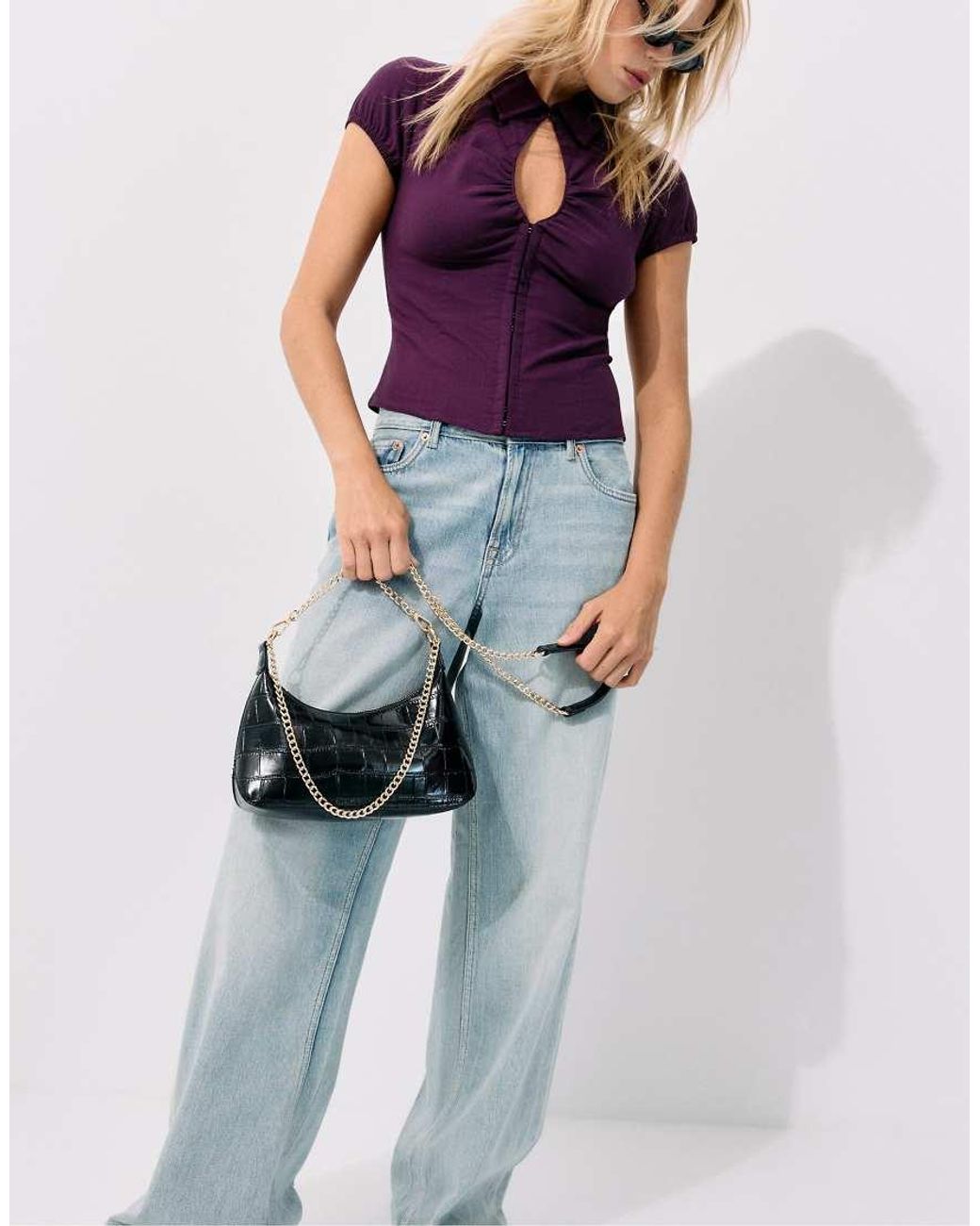 Stradivarius White Mini Coconut-effect Crossbody Bag