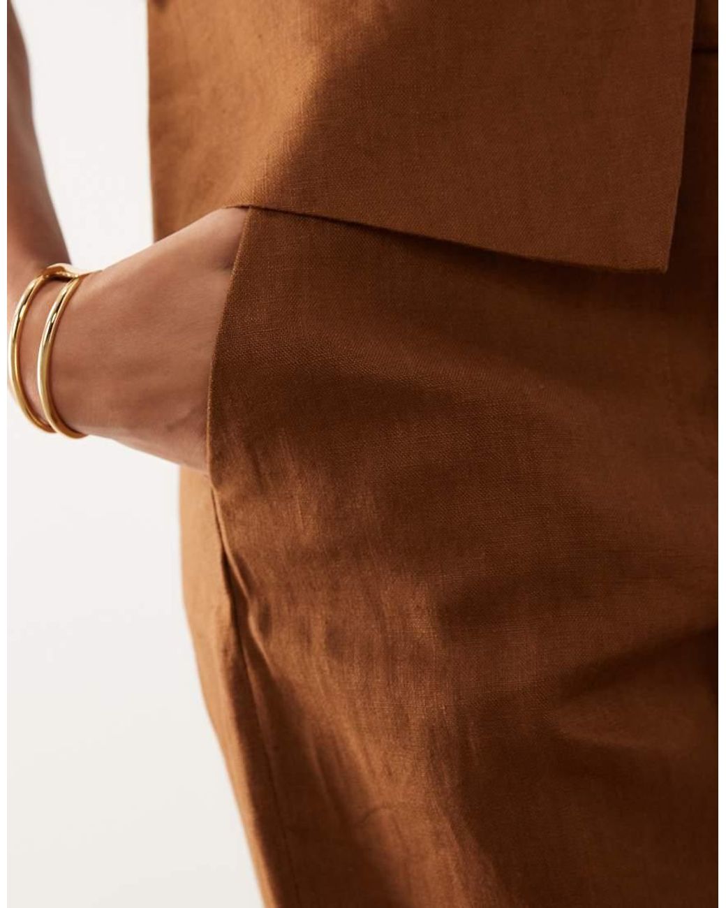 Mango Brown Boreli 100% Linen Straight Leg Trouser Co-ord