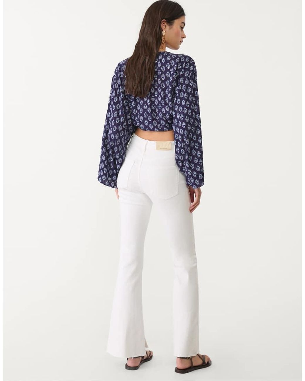 Stradivarius White D74 Flare Slit