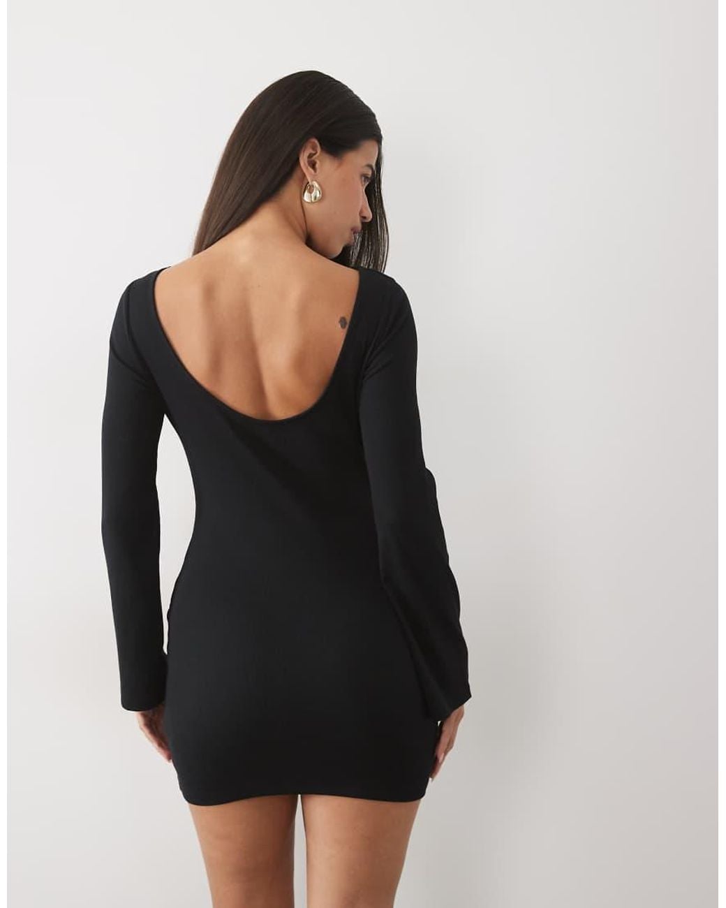 ASOS Black Cotton Rib Scoop Back Mini Dress