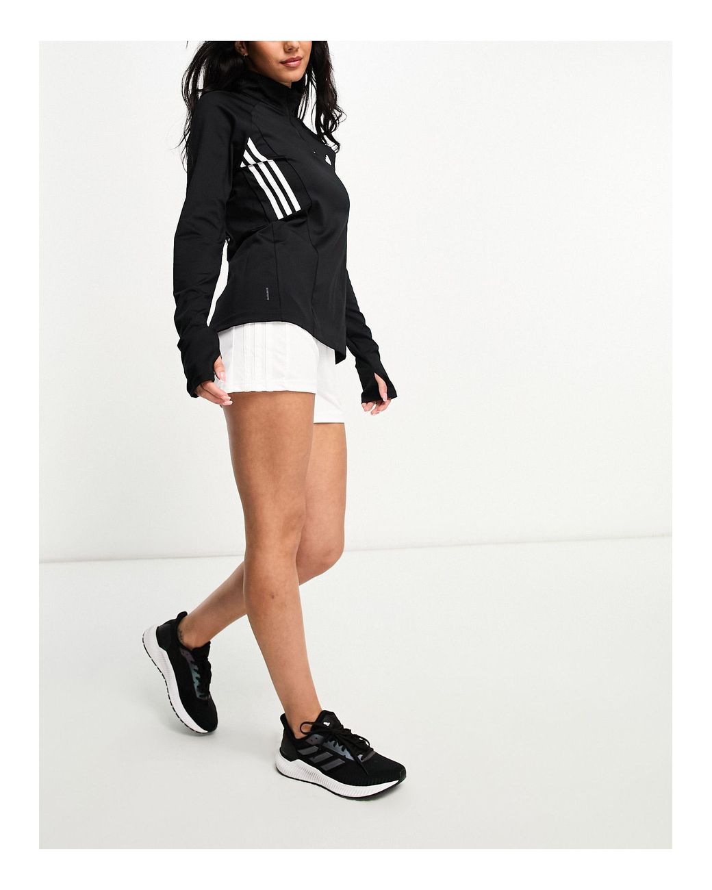 Adidas - training hyperglam 3 - felpa nera con 3 strisce e zip corta di  adidas Originals in Nero | Lyst