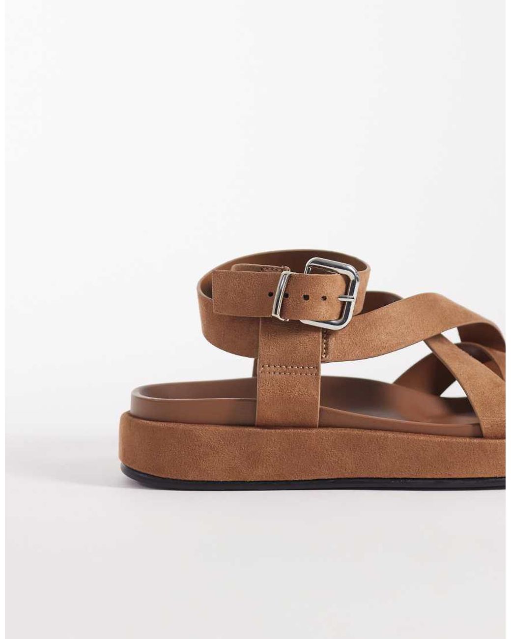 ASOS Brown Faye Cross Strap Footbed Sandal