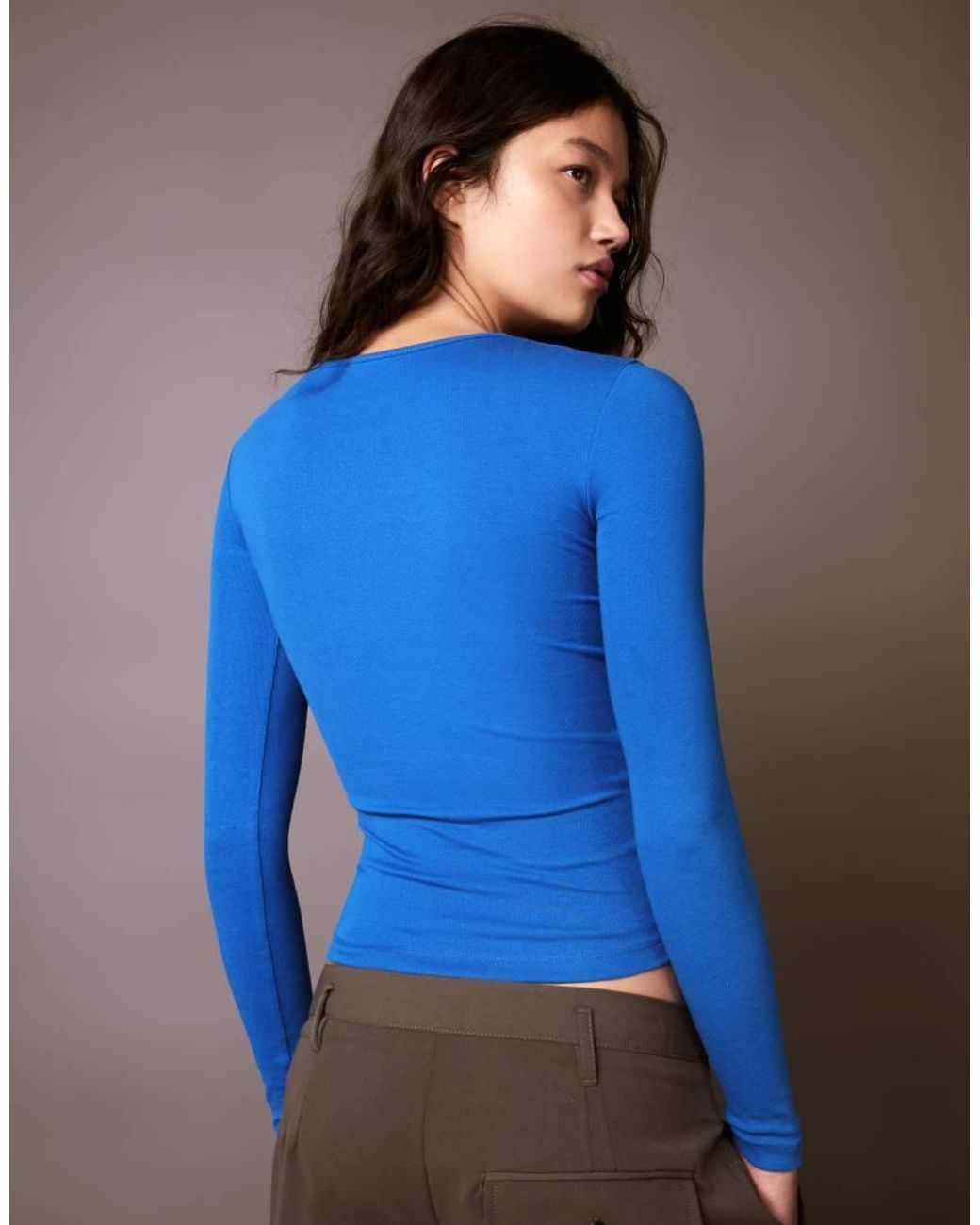 Bershka Blue Long Sleeve Top