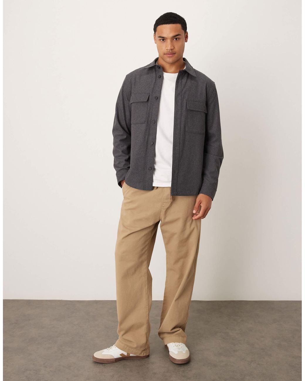 Mango Gray Pocket Detail Wool Mix Jacket for men