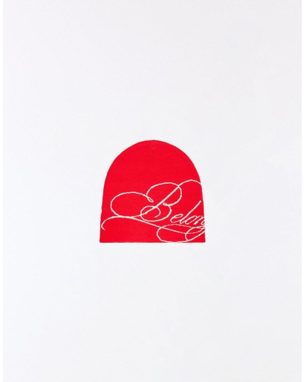 Bershka Red Knitted Beanie for men