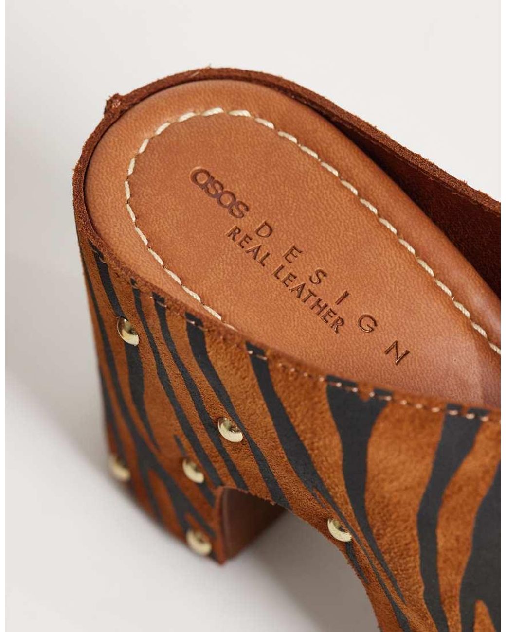 ASOS Brown Hadley Premium Heeled Mule Clogs