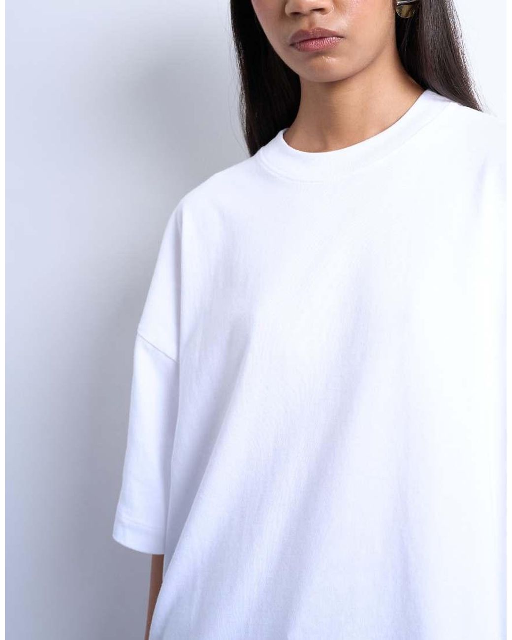TOPSHOP White Oversized Drop Shoulder Tee