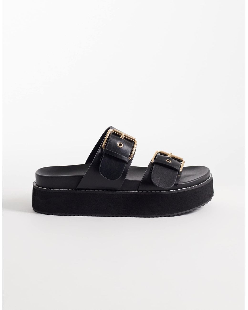 Raid Black Dinnie Flatform Sandals With Buckles