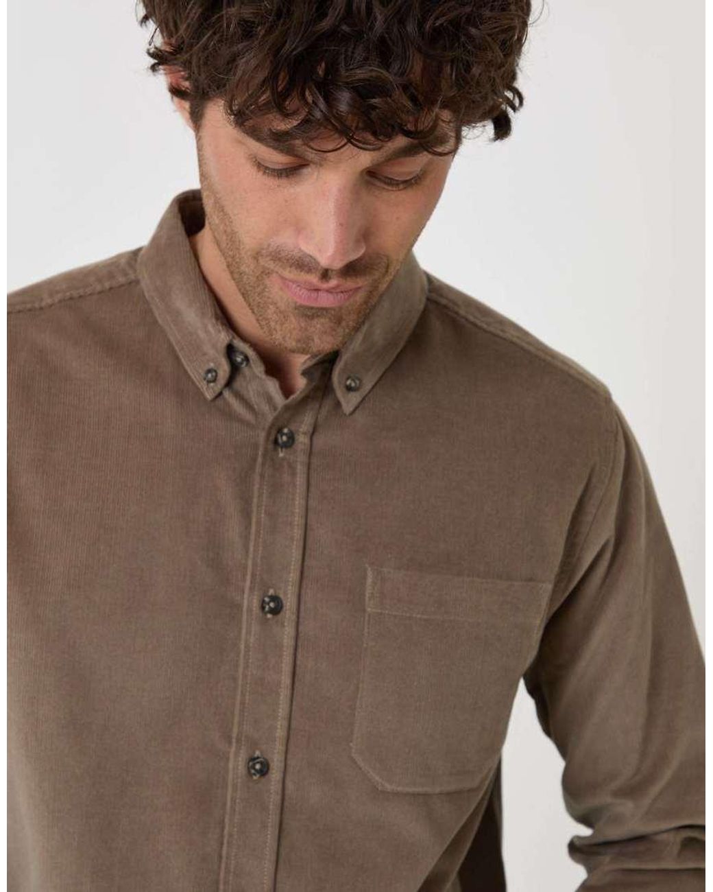 Threadbare Brown Regular Fit Cotton Corduroy Shirt for men