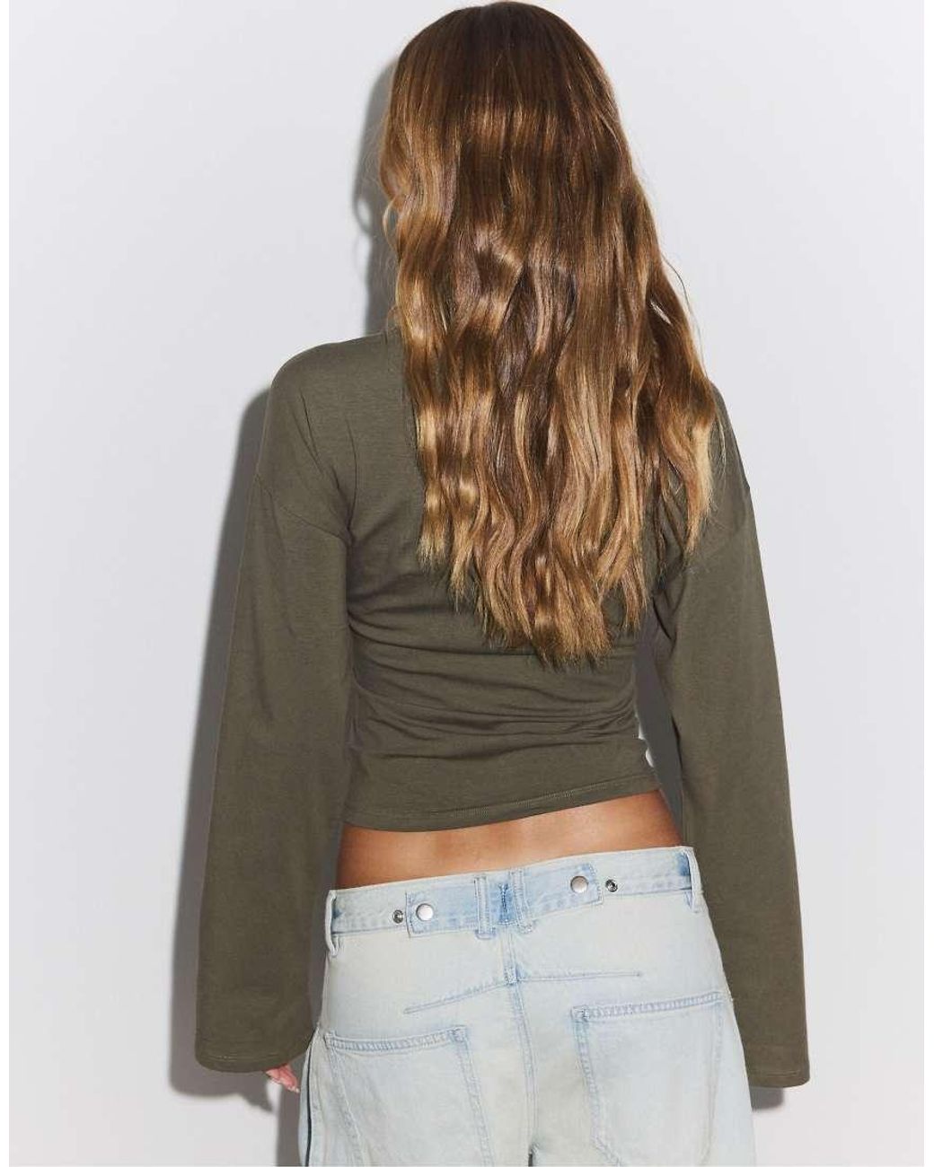 Stradivarius Green Kimono Sleeve T-shirt