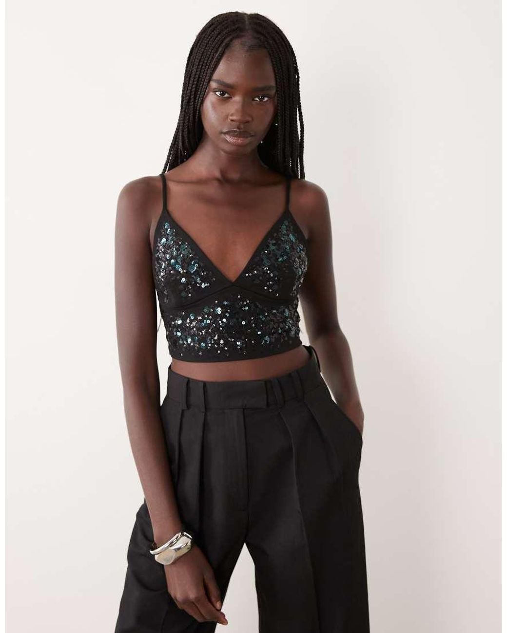 Miss Selfridge Black Embellished Bralette