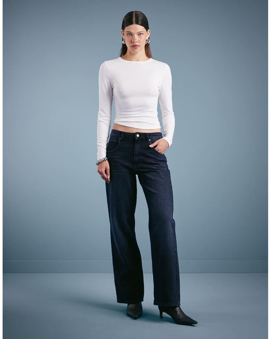 Weekday Blue Nova Low Waist Slim Fit Bootcut Jeans