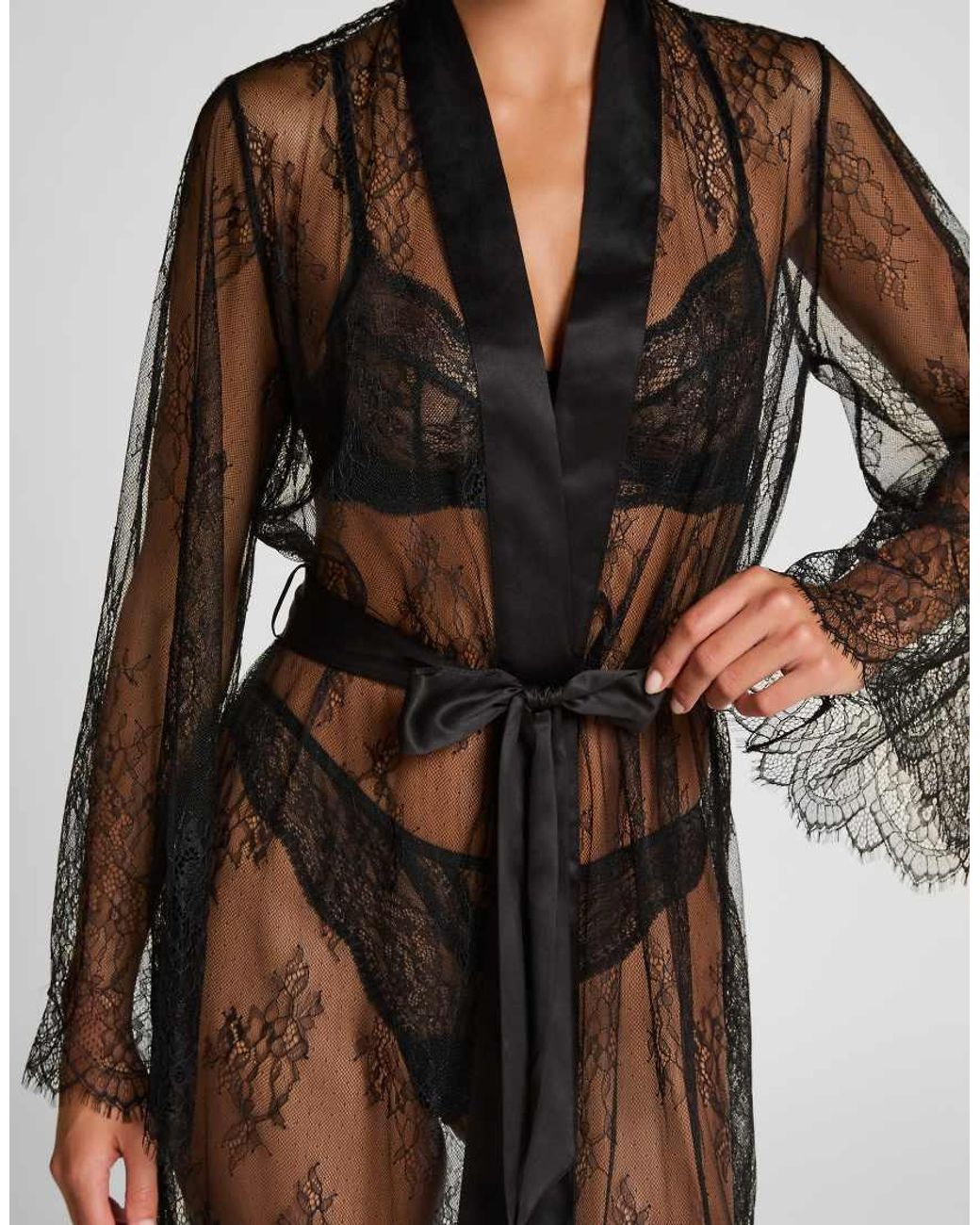 Hunkemöller Brown Long Allover Lace Kimono