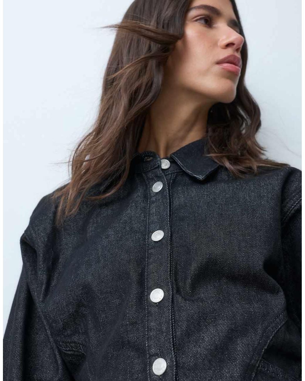 ASOS Blue Denim Cinched Waist Shirt