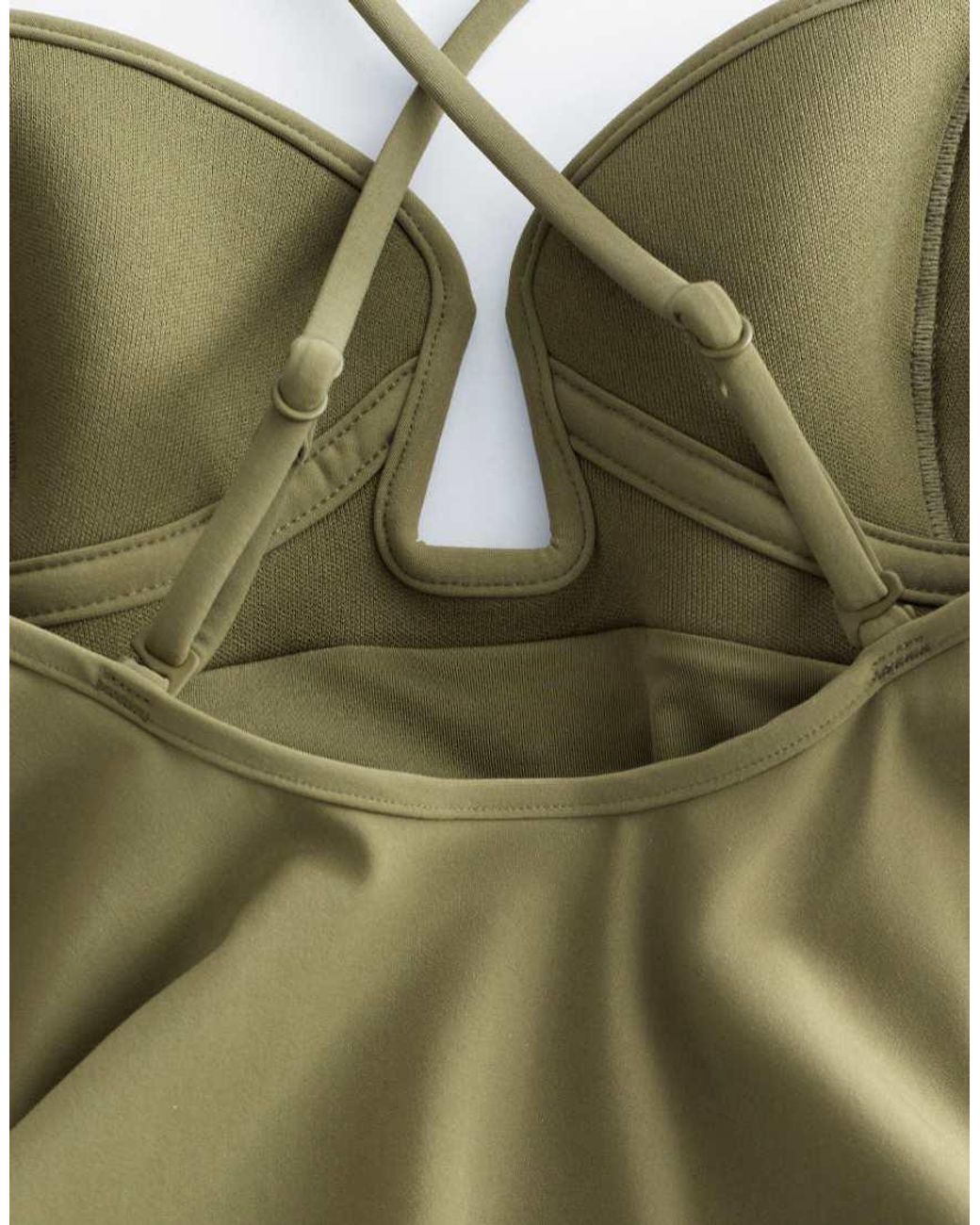 & Other Stories Green Ribbed U-front Swimsuit