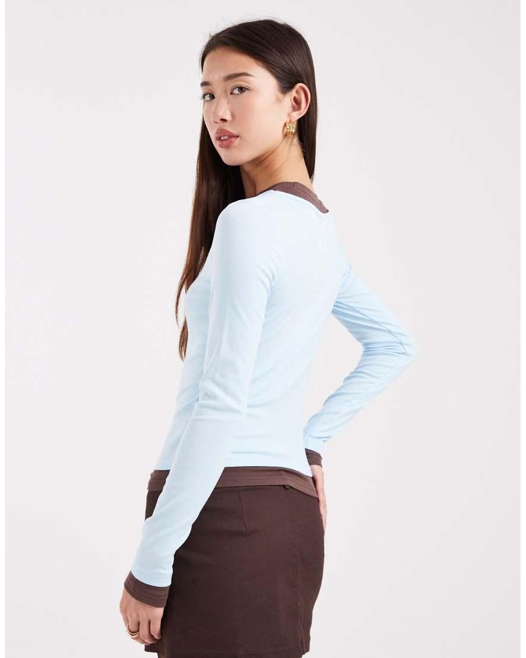 Edikted White Contrast Layered Long Sleeve T-Shirt