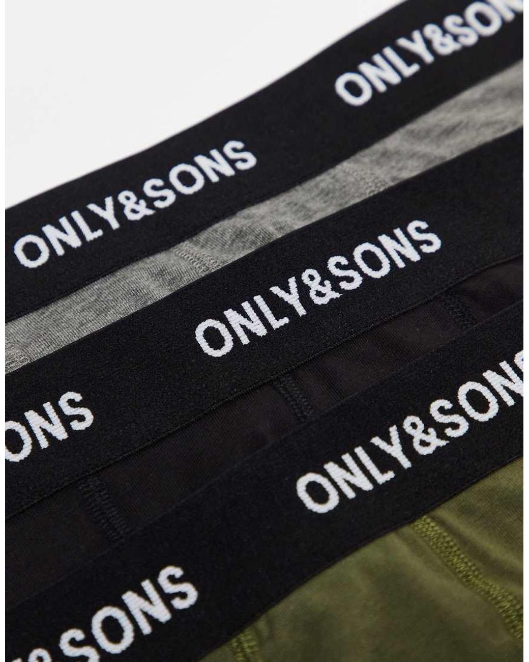 Pack De 3 Calzoncillos De Varios Colores Con Cinturillas Negras De -Verde Only & Sons de hombre de color Green