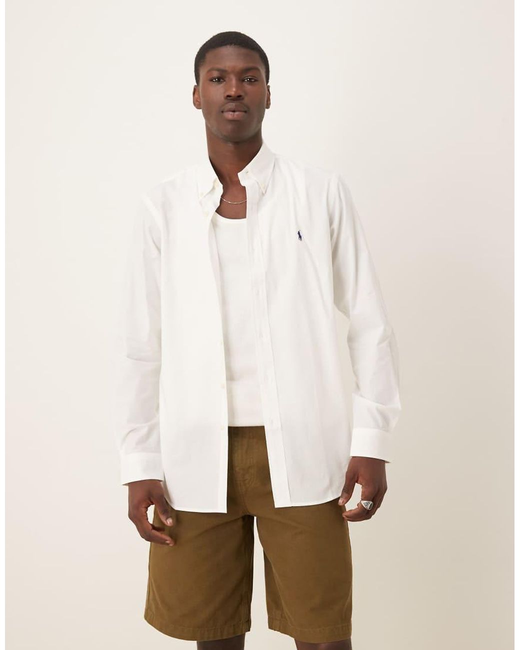 Polo Ralph Lauren Natural Custom Fit Poplin Shirt for men