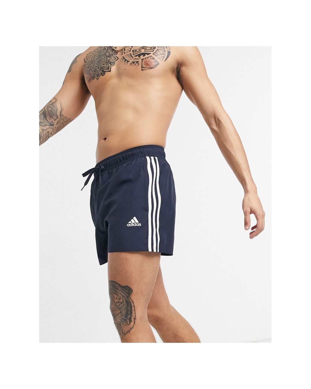 adidas Originals Adidas Swim 3 Stripe Swimming Trunks in Blue for Men | Lyst