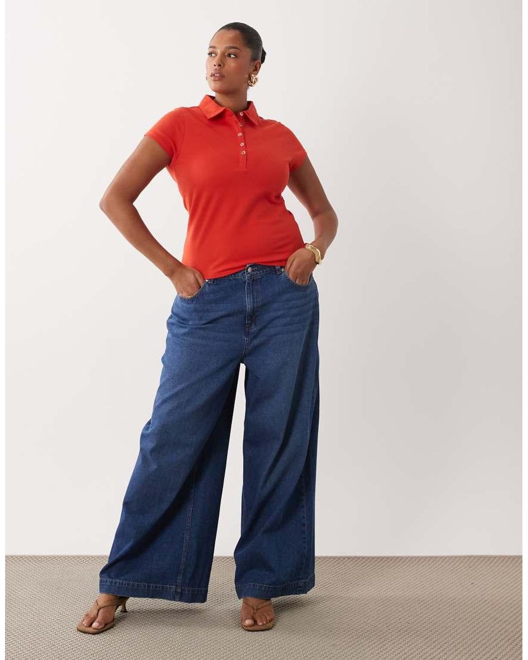 ASOS Red Asos Design Curve Picquot Shrunken Polo