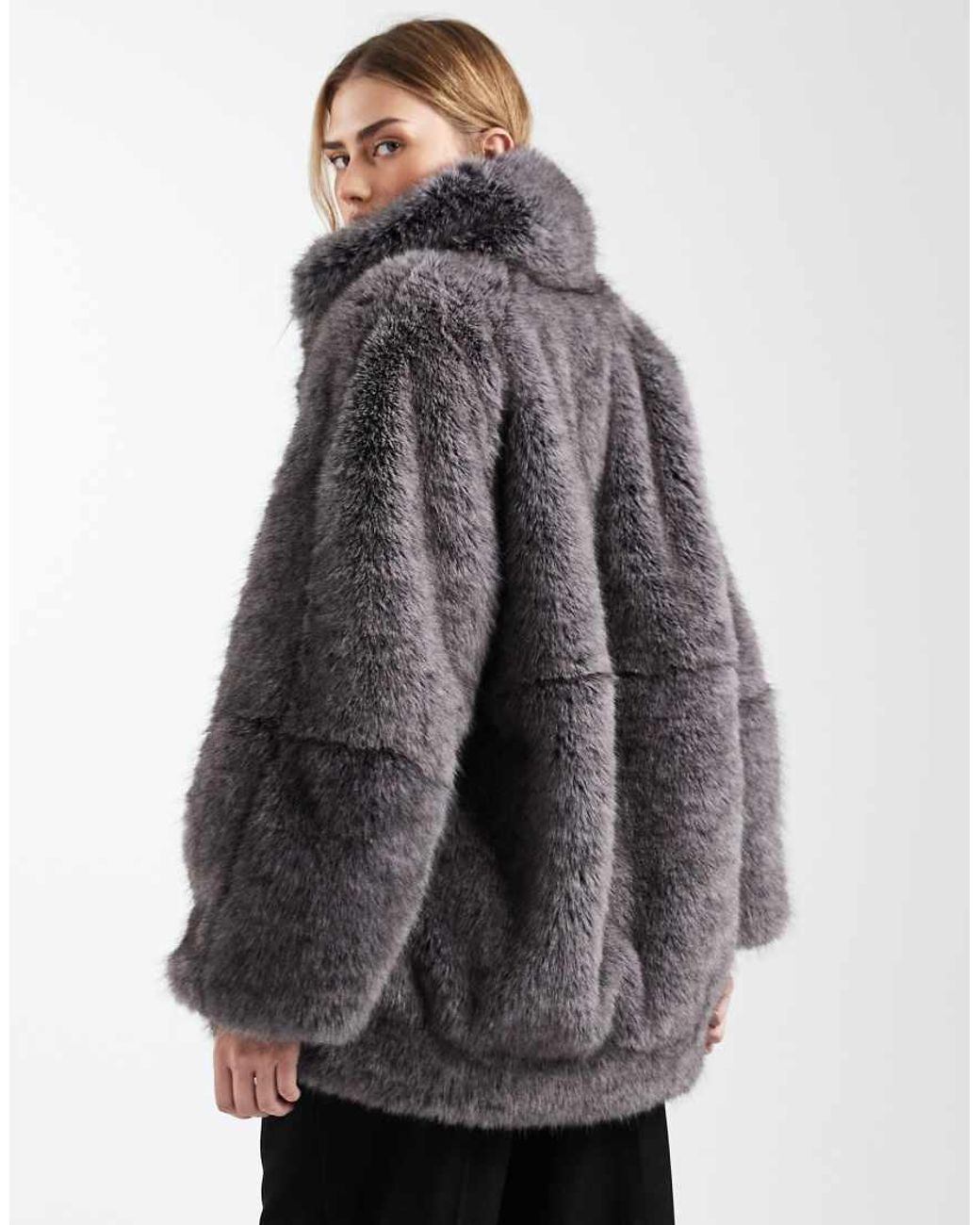 ASOS Black Vintage 80s Faux Fur Jacket With Gold Brooch Detailing