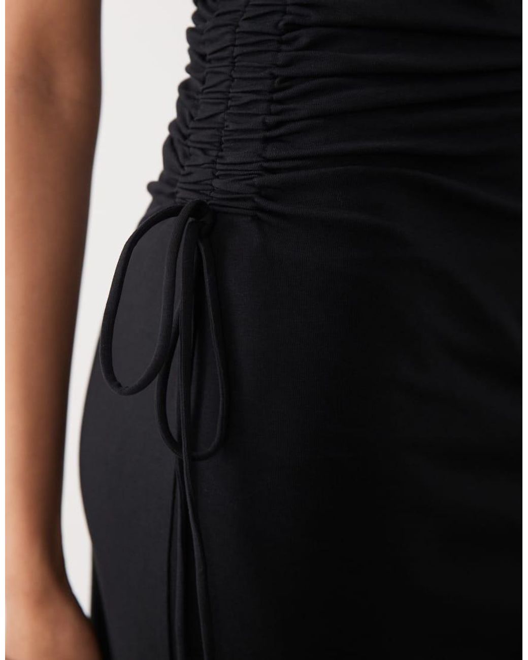 ASOS White Bandeau Ruched Side Midi Dress