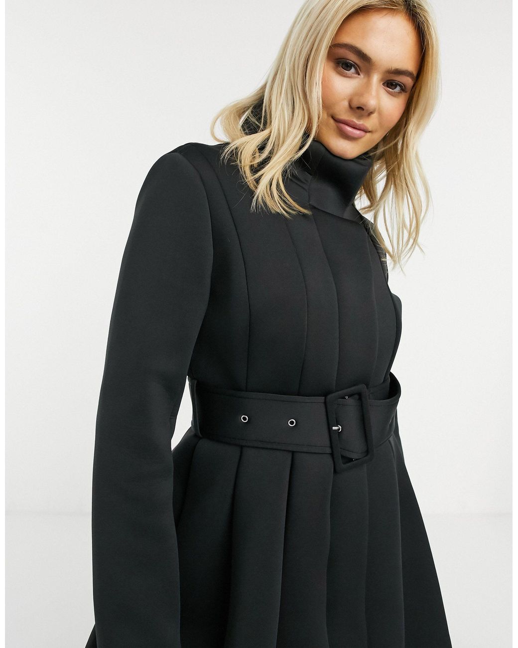 ASOS – ausgestellter mantel aus neopren in Schwarz | Lyst AT