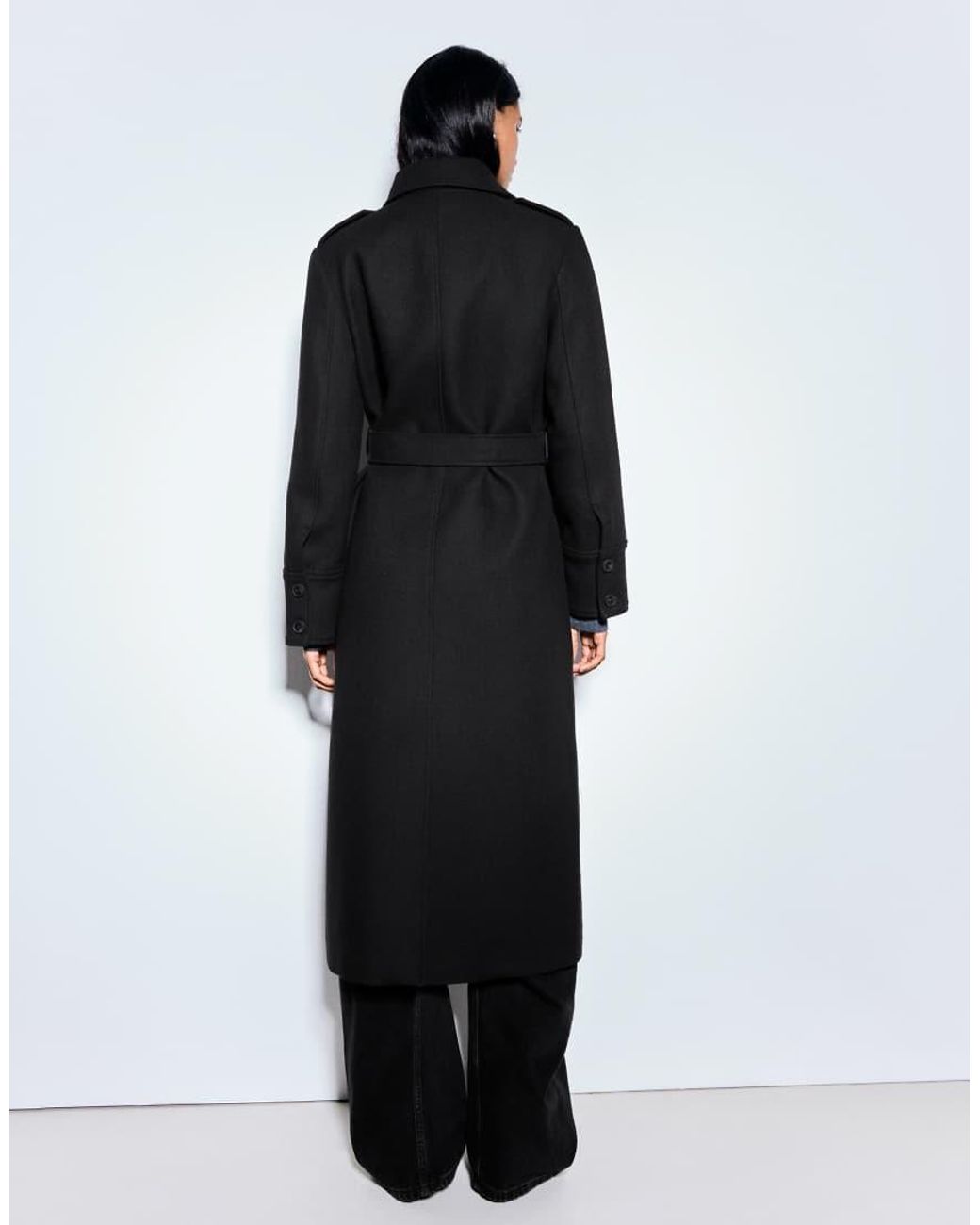 Bershka Blue Buttoned Felt-effect Coat