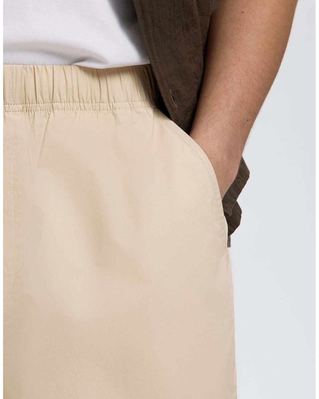 SELECTED Natural Cotton Poplin Drawstring Short for men