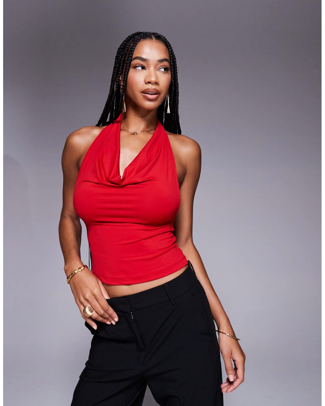 ASOS Red Cowl Halter Top