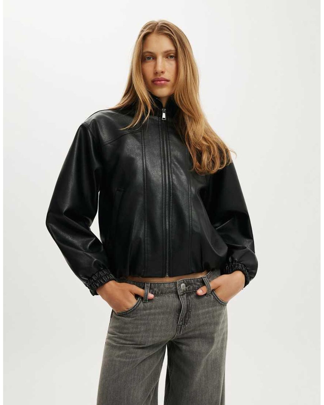 Cotton On Black Ada Funnel Neck Bomber