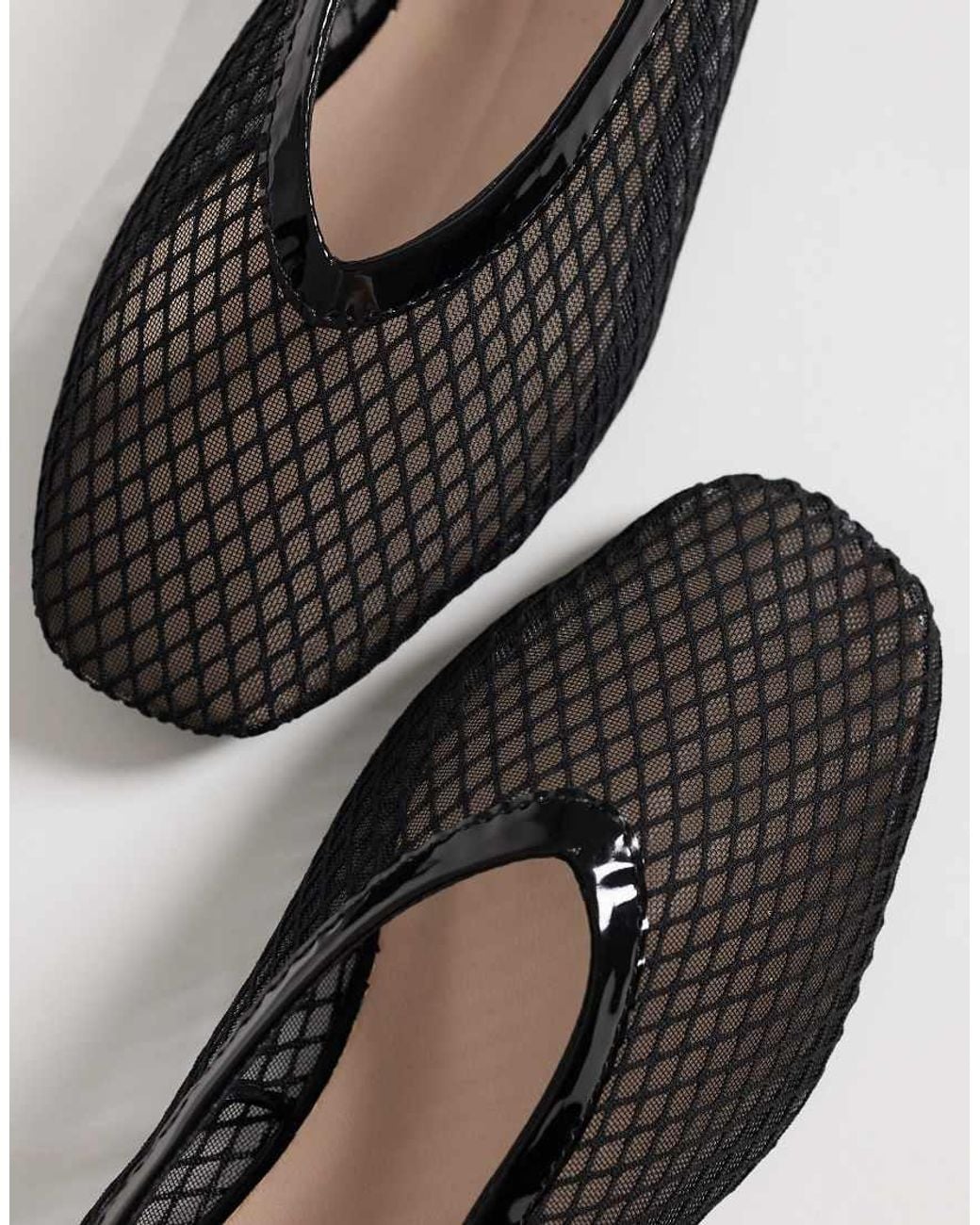 SEQWL Wide Fit Woven Mesh Ballet Flats in Black | Lyst UK