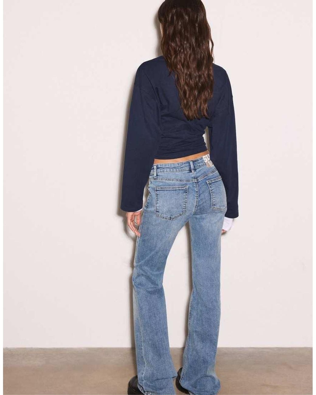 Stradivarius Blue Low-rise Bell Bottom Jeans