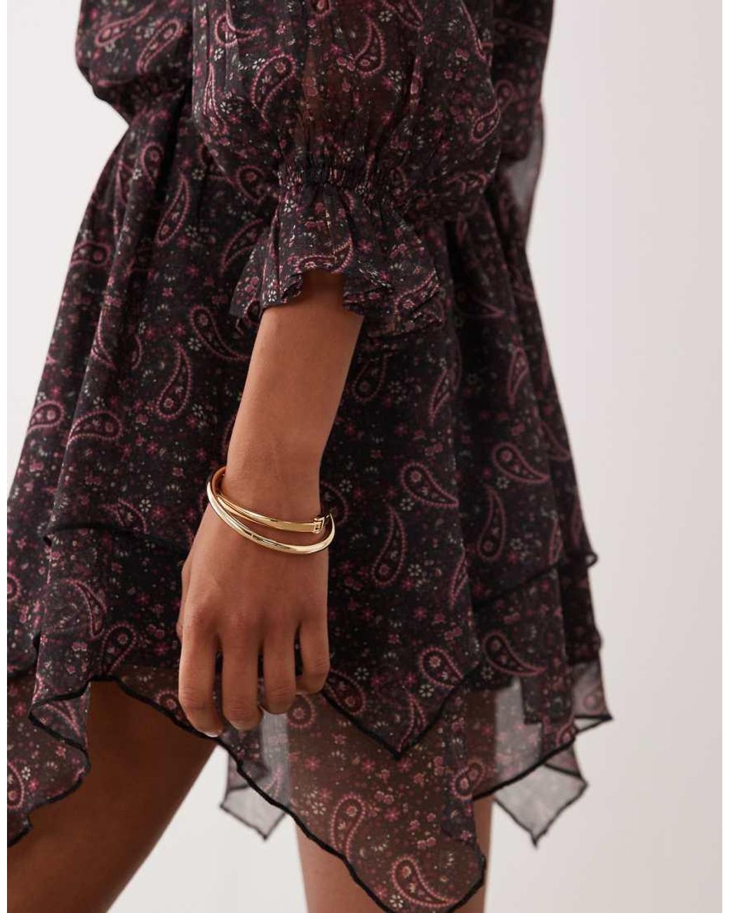 Miss Selfridge Brown Chiffon Bardot Mini Dress