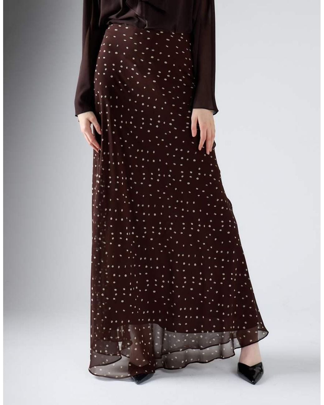 Glamorous Brown Chiffon Maxi Skirt