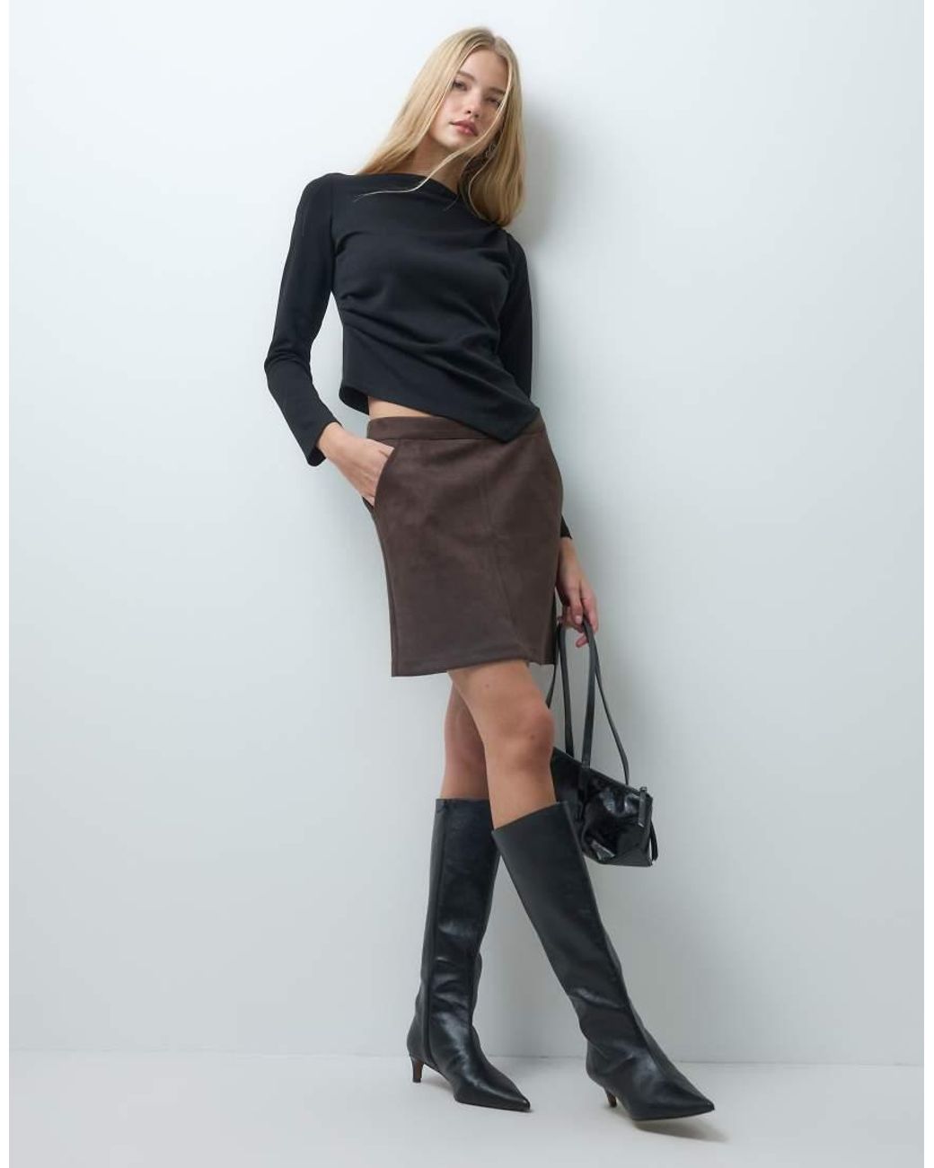 Vero Moda Brown Faux Suede Mini Skirt