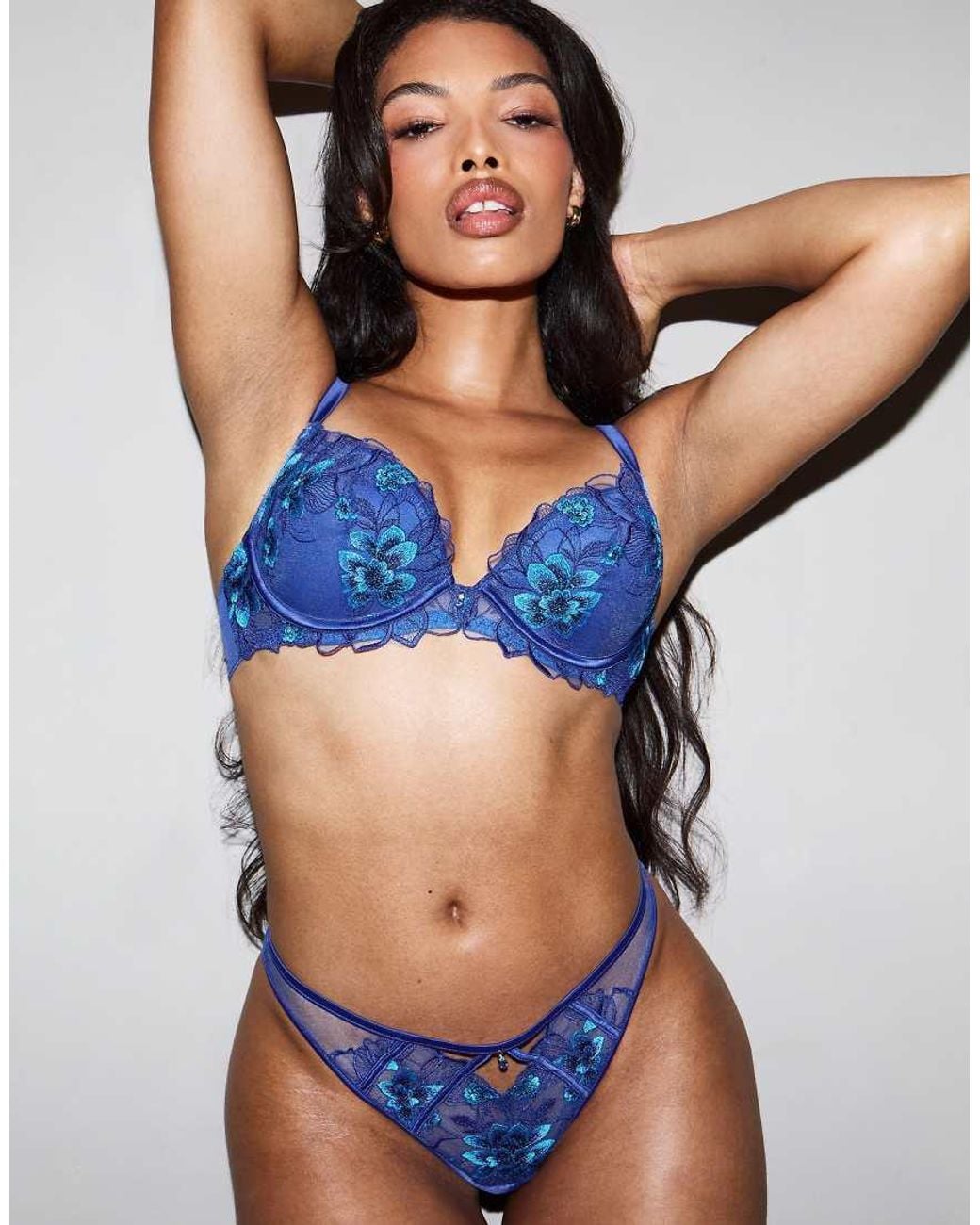 Ann Summers Blue Neon Moon Embroidered Brazilian Knickers