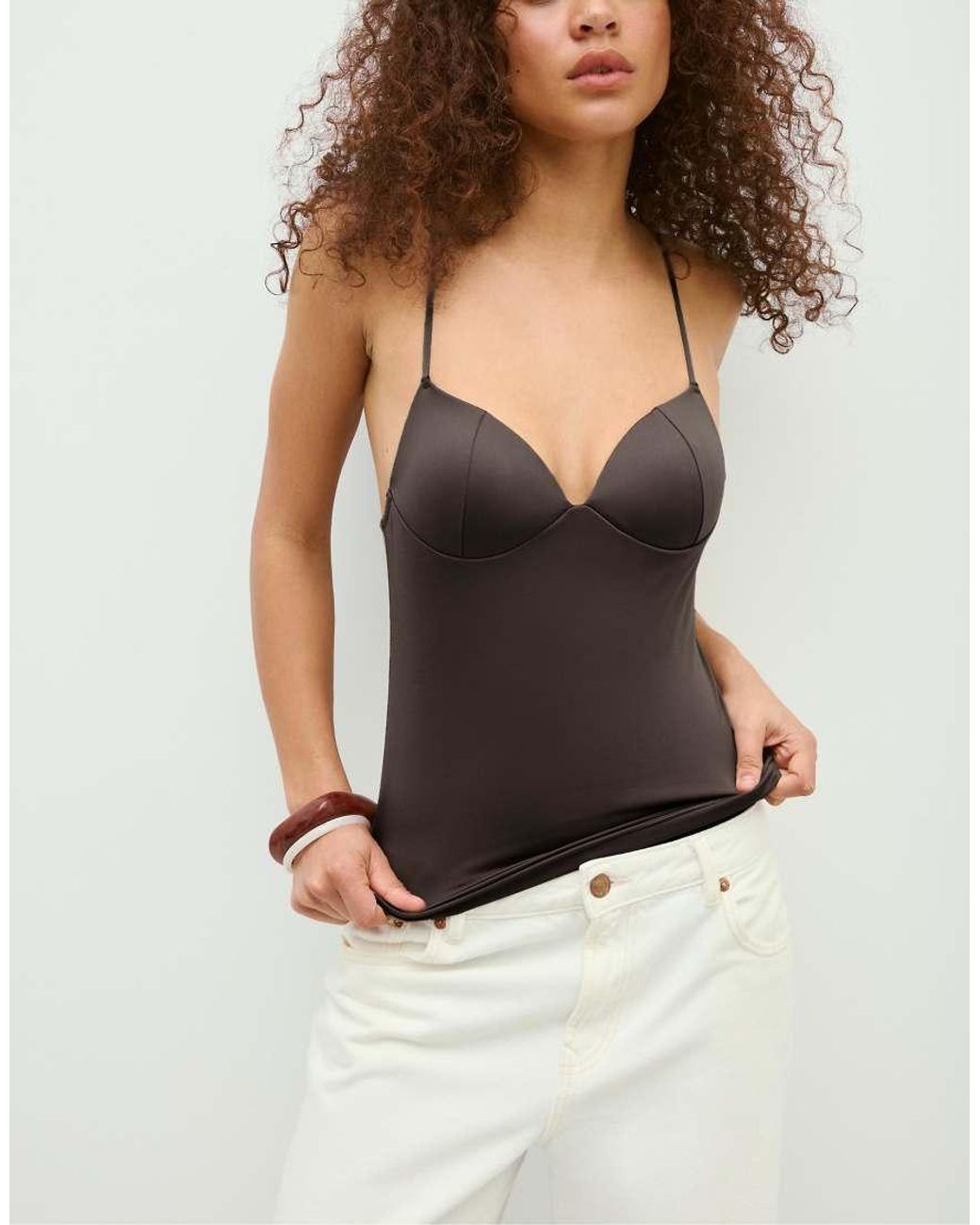 Stradivarius Black Corsetry-Inspired Top