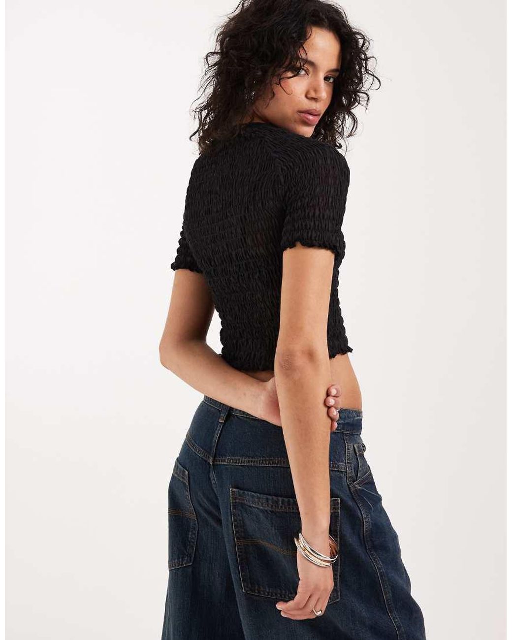 Adidas Originals Black Smocked T-Shirt