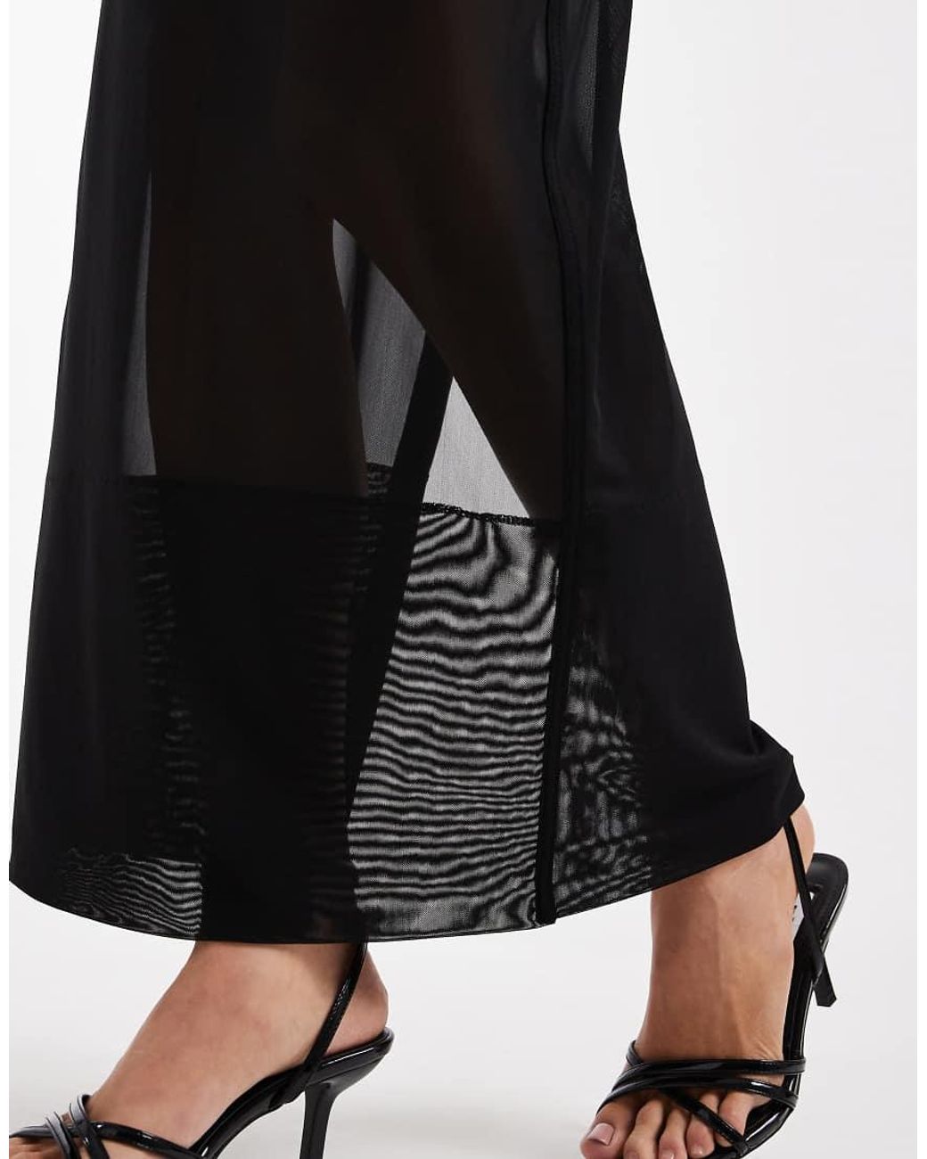 ASOS Black Sheer Max Mesh Co Ord Column Skirt With Deep Hem