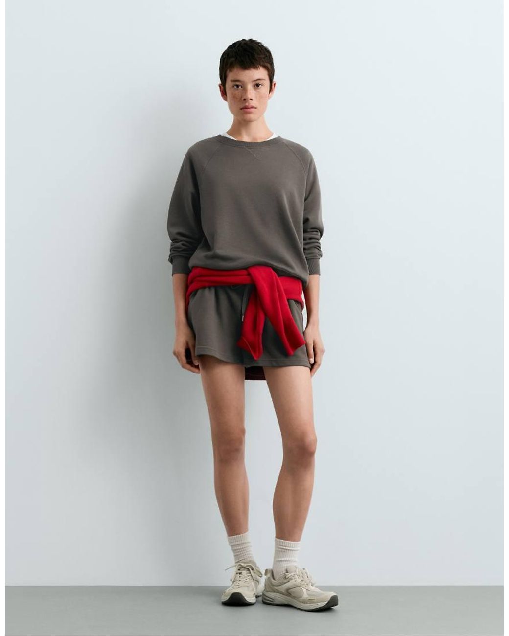 Oysho Gray Cotton Round Neck Sweatshirt