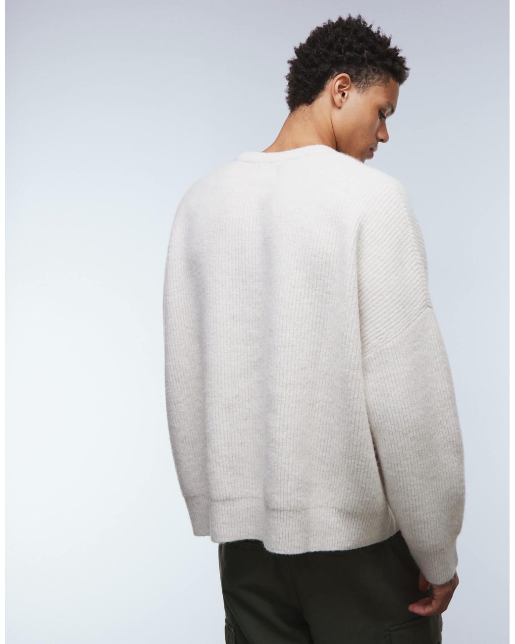 ASOS – kastiger pullover mit extremer oversie-passform aus grobstrick mit patentstrick in Natural für Herren