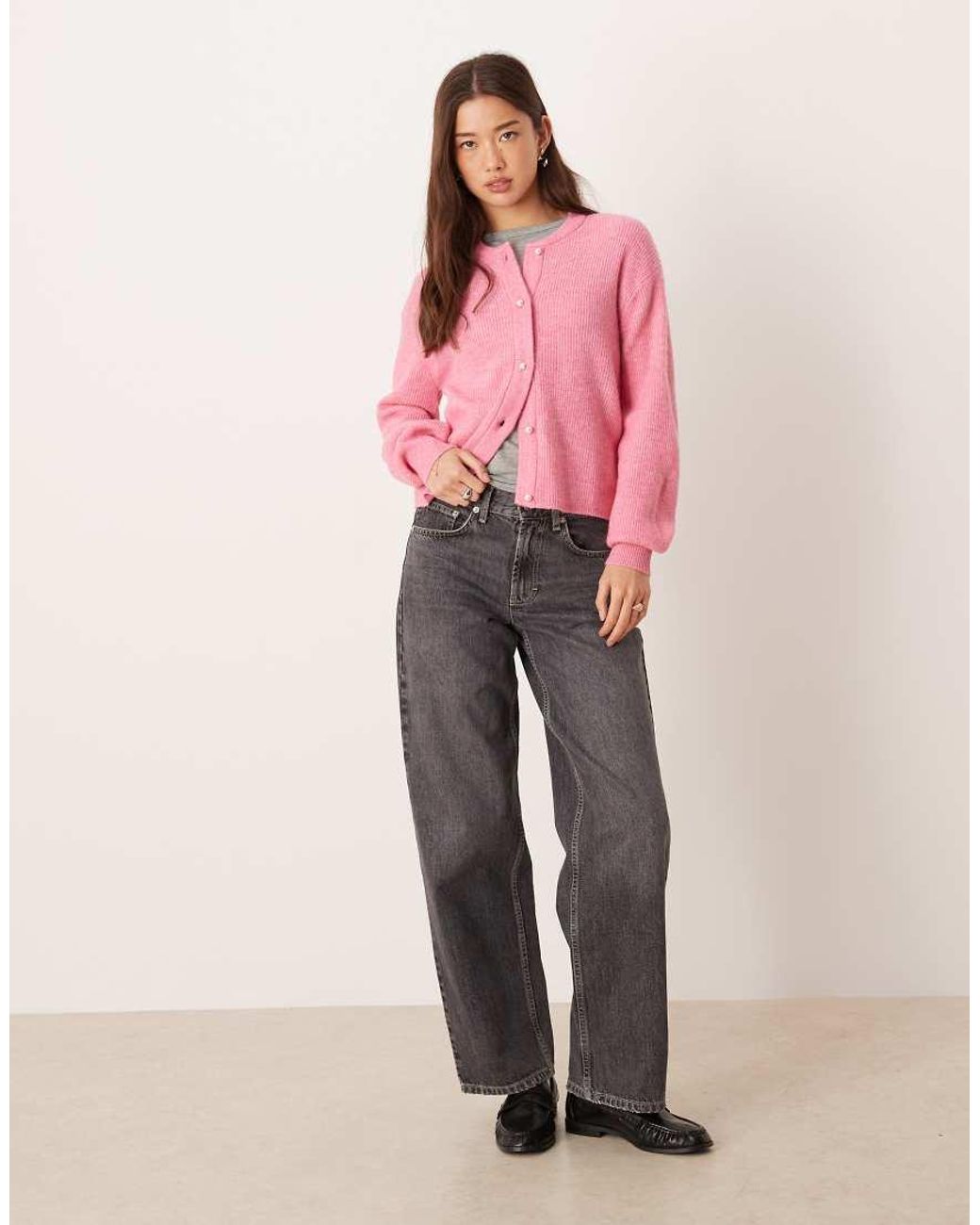 Jdy Pink Pearl Buttons Cardigan
