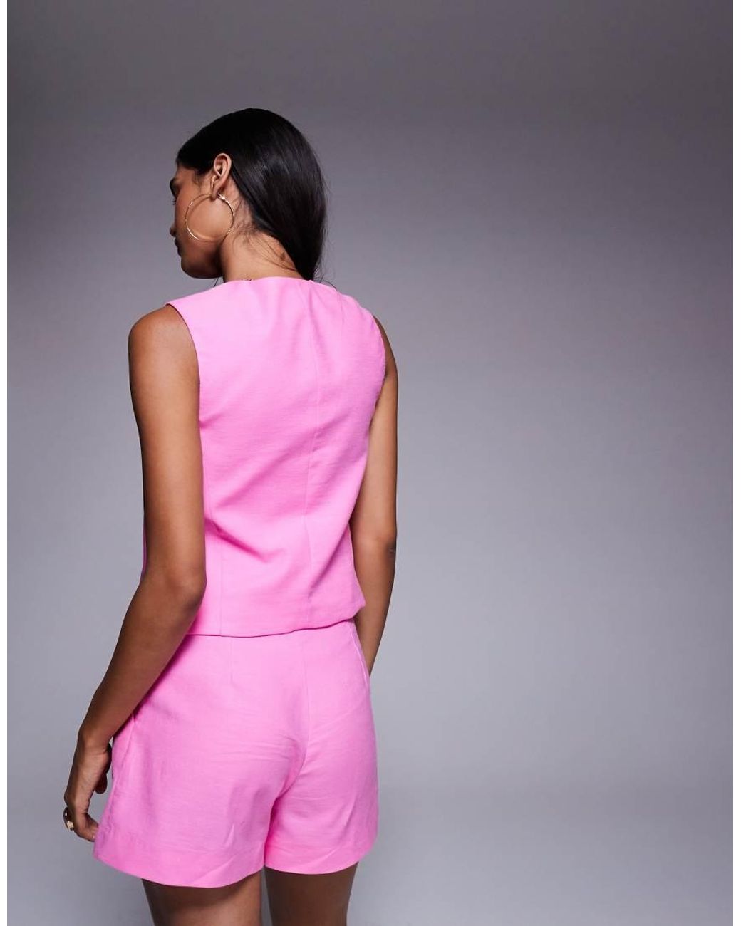 River Island Pink High Neck Fitted Waistcoat
