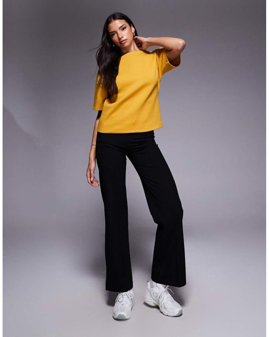 ASOS Orange Boat Neck Half Sleeve Fitted Top