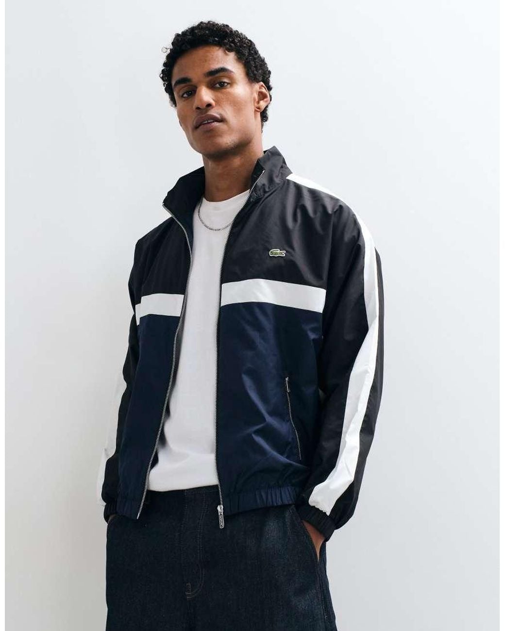 Lacoste Blue Colour Block Water Repellant Track Jacket for men