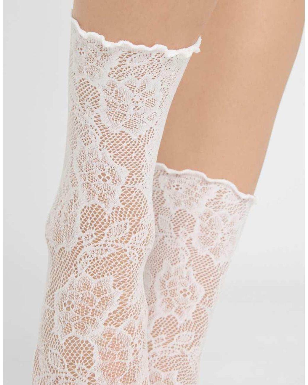 Calzedonia White Floral Socks Without Elastic